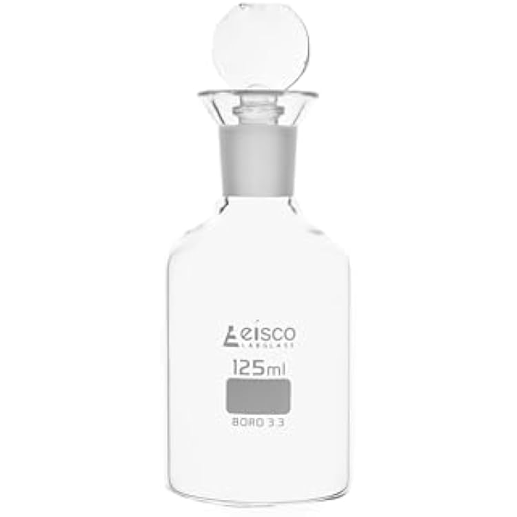 EISCO Labs 125ml B.O.D. borosilicate glass bottle with stopper