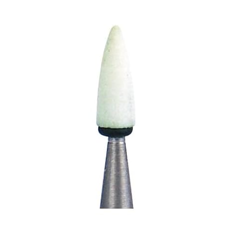 Shofu Dental 0244, Dura-White Mounted Stones Friction Grip FG Flame FL2 12/Box, Micrograined Aluminum Oxide Finishing Stones for Enamel & Composites