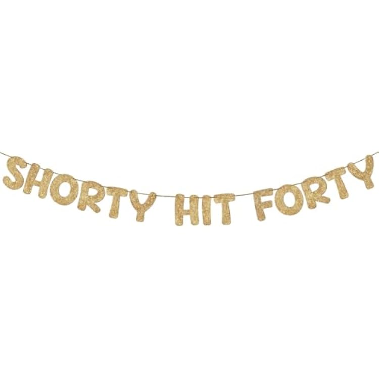 Fulmoon Pre Strung Shorty Hit Forty Banner Glitter 40th Birthday Decorations Funny Birthday Banner for Women and Men 40th Party Sign Gift 40 Year Party Favors SuppliesChampagne Gold
