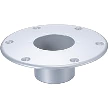 Colingmill Rv Trailer Pedestal Base Round Flush Mount Table Leg Base Aluminum Rv Pedestal Table Flange Accessories Floor Mounting with 6 Mounting Holes (Silver)