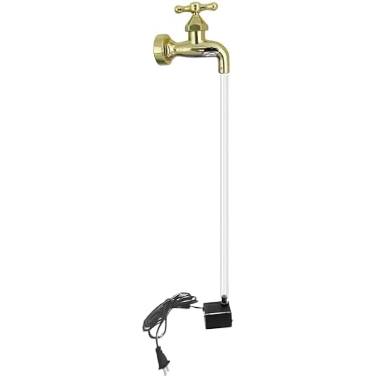 Floating Faucet Led Fountain, USB Powered Tabletop Waterfall, Gold Spout Decor