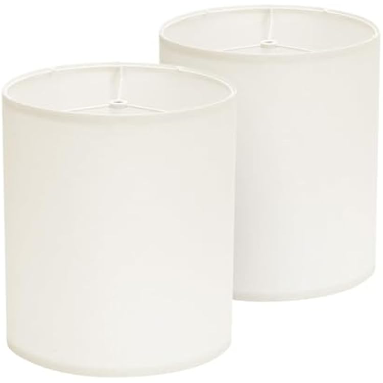 Cream White Tall Small Lamp Shades set of 2, 10x10x11.8 Cylinder classic lamp shades for table lamps floor lamps. Easy Assembly. Spider Fitter Design lampshade for Modern room Decoration