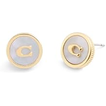 COACH Women's Signature Mother of Pearl Coin Stud Earrings