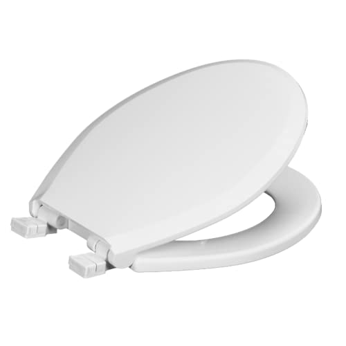 Centoco Lift-Off, Round Toilet Seat, Lift and Clean, Closed Front with Cover, Plastic, Made in the USA, 4100LC-001, White