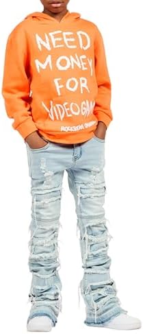 ROCKSTAR ORIGINAL Boys M4 Video Games Orange/White Graphic Hoodie