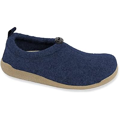 Sanita Lodge Shoe Slipper Clogs Unisex - Closed-Back, Removable Footbed, Adjustable, Made of Natural Wool Slip On Shoes - Navy, Womens 10.5-11  Mens 7.5-8