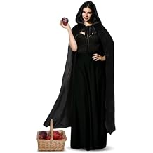 Halloween Queen Costume Accessories Black Velvet Hooded Cloak with Basket Evil Villain Costume Hooded Capes for Women Adult Halloween Cosplay