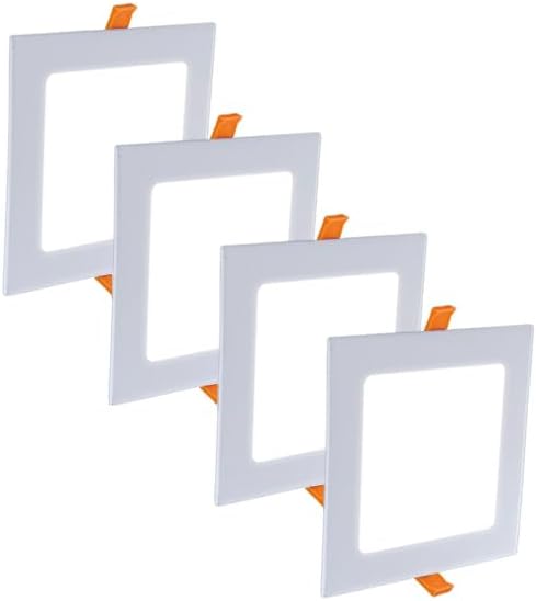 ZEEZ 4 Pack LED Recessed Lighting 4 Inch (OD 4.60" / ID 3.95"), 6W Square Ceiling Down Light Fixture, Non-Dimmable Canless Natural/Neutral White Can Lights, Ultra-Thin Panel Wafer Pancake Downlight