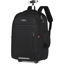 lychee Concealable Rolling Backpack-Adult Business Laptop Backpack with Wheels-20 inch Invisible Shoulder Strap Waterproof Backpack with Roller-Suitcase Travel Bag,Grey