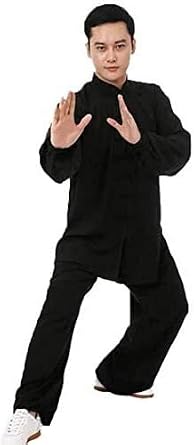 TaiChi Uniform,Tai Chi Clothing, Women's Tai Chi Uniform Chinese Traditional Cotton Plus Silk Tai Chi Suits Martial Arts Wear Long Sleeve Morning Exercises Kung Fu Clothing(Black_Large)