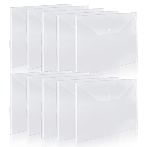 10 Pieces 11x17 inch Tabloid Size Document Folder Organizers with Snap Closure Clear Snap Closure File Folder Folder Poly Oversized Envelope File Folder Closure Plastic Folders for Office School Home