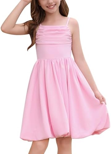 IBAKOM Girl Sleeveless Formal Party Dress Ruffle Smocked Flower Bud Skirt Teen Fancy Pageant Homecoming School Prom Dress