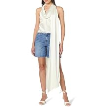The Drop Womens Satin Halter Scarf Top