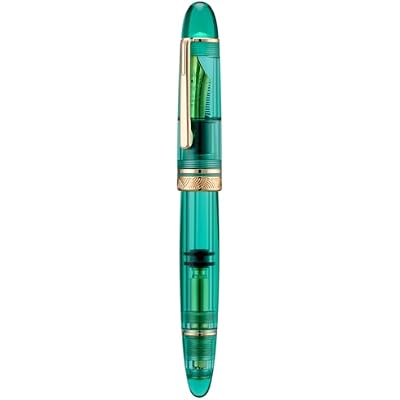 erofa Majohn P140 Piston Fountain Pen NO.8 Fine Nib, Large Capacity Transparent Green Acrylic Writing Gift Pen with Box