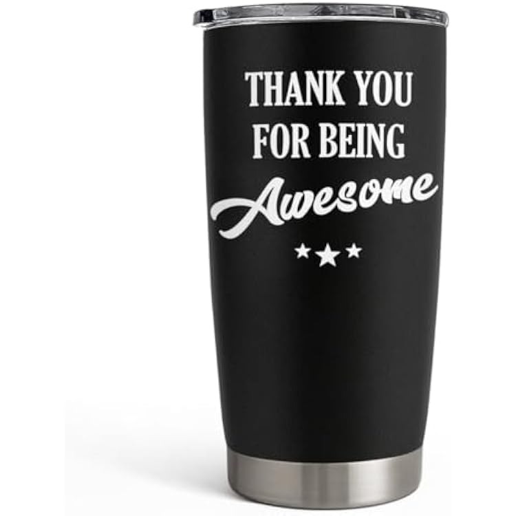 SANDJEST Thank You for Being Awesome Tumbler Gift Set - Birthday, Christmas, Appreciation Inspirational Gifts for Women, Men, Coworkers - 20oz Stainless Steel Insulated Coffee Travel Mug