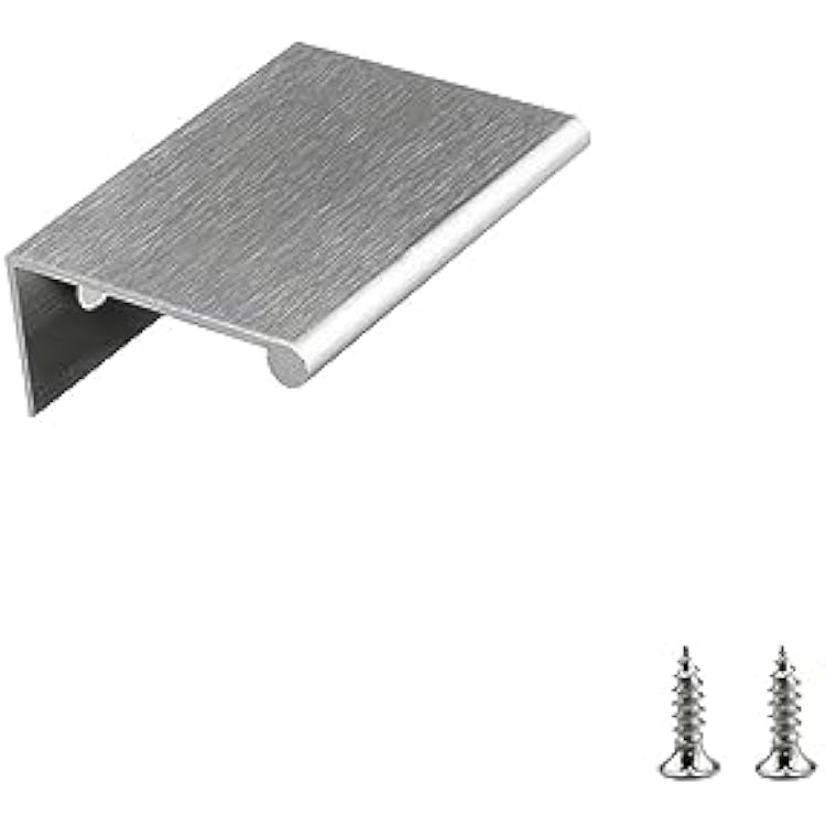 Modket Brushed Nickel 2 Finger Lip Edge Pull Euro Modern Kitchen Cabinet Drawer Hardware Dresser 10 Packs