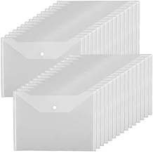 JIKIOU 30pcs Plastic Envelopes, Clear Reusable Poly Envelope Waterproof File Folder with Snap Button, Us Letter/A4 Size