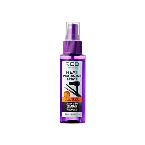 Red by Kiss Heat Protector Spray for Thermal Protection, Anti-Frizz, Ultra Shine, and Hydration - Protects Hair Up To 460F 2 Fl Oz