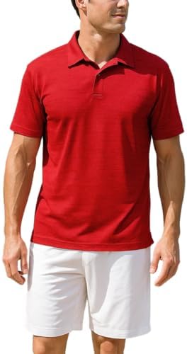 Akwa Mens Athleisure Melange Lightweight Dry Wicking Golf Tennis Work Short Sleeve Polo Shirt Made in USA