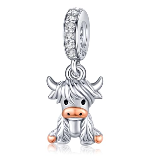 Highland CowDachshundHeartGiraffe Charm for Bracelet 925 Sterling Silver Pendant Cow Charm Bead Cute Animal Jewelry Make for Bracelet Necklace Christmas Gifts Valentines Day for Women