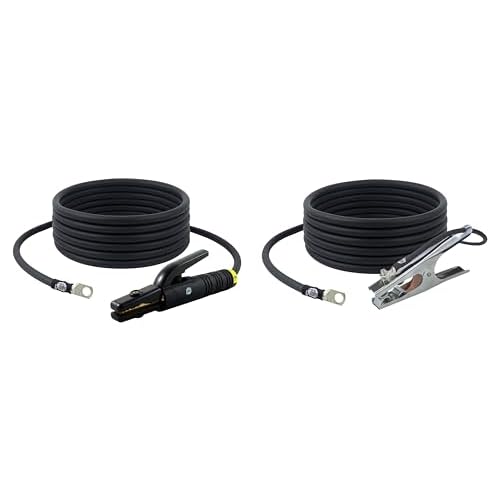 SUA - 300 Amp Welding Leads Set Assembly - Terminal Lug Connector - #1 AWG 100% Copper Cable 25 FEET Each Lead