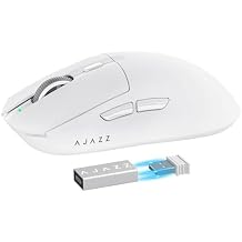 A.JAZZ AJ139 G Pro 4K Wireless Gaming Mouse Ultra-Lightweight with Dual Mode-Type C Wired/2.4Ghz USB Receiver up to 26000DPI 6 Programmable Button Ergonomic Symmetric for PS4 Xbox PC Mac Gamer(White)