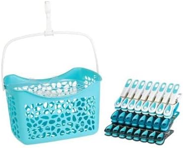 Lakeland Peg Basket Caddy &amp; 24 Matching Soft Grip Pegs - Suitable for Delicates Handy Peg Storage