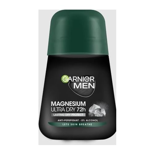 Garnier Men Magnesium Ultra Dry Anti-perspirant Roll On, Lasting Dry Protect, Alcohol-Free 1.7 Fl. Oz. PACK OF 4