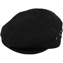 Mega Cap Washed Canvas Golfing Beret IVY Ascot Cabbie Cap Black