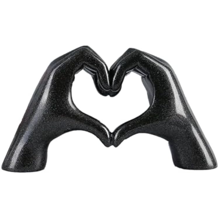 Heart Hand Sculpture, Hand Gesture Statues Heart Shape Finger Statues Home Decor Figurine Decorative Ornaments for Living Room, Bedroom, Office Desktop, CabinetsBlack