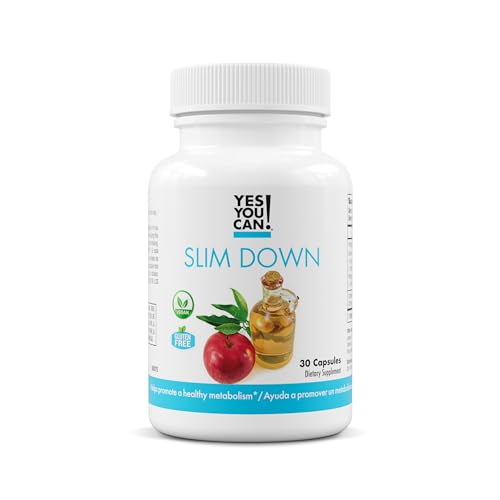 Yes You Can! Slim Down Dietary Supplements - with African Mango, L-Carnitine, Apple Cider Vinegar, Green Tea Extract, and Caffeine derived from Guarana Seed Extract, 30 Capsules1 Month Supply