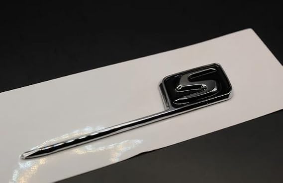 S Letter Trunk Emblem Badge Sticker C63S E63S G63S for Mercedes MB-LS-SB Chrome/Black