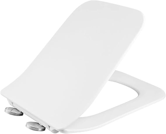 Square Toilet Seat, White Soft Close Quick Release Toilet Lid Cover, Anti-skid and Anti-offset, Easy Clean, Easy to Install, White Toilet Seats with Adjustable Stainless Hinges