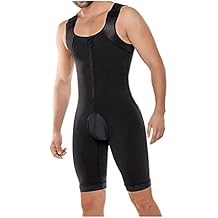 XMXM Men's Full Body Shaper Compression Abs Abdomen Shapewear Plus Size Bodysuit with Zipper Breathable