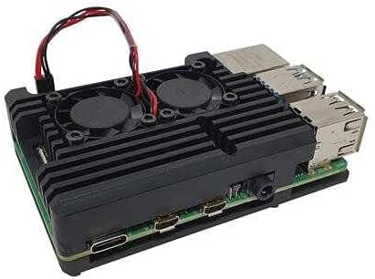 Raspberry Pi 4 Alüminyum Çift Fanlı Muhafaza Kutusu - Siyah