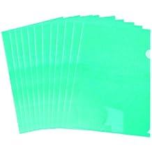 L-Type Plastic Folder Safe Project Pockets Transparent Clear Document Folder 12pcs for A4 paperPlastic Paper Jacket Sleeves in Assorted Project Folders (Green)