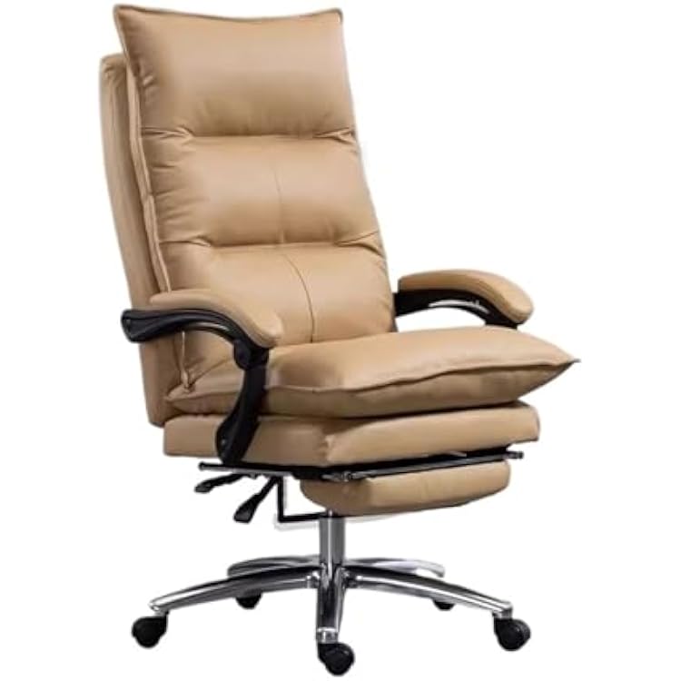 Classic Leathers Office Desk Chair Gaming-Ergonomic High Back Comfortable Cushion Adjustable Swivel Rolling Home Executive Office Chair Desk Task ChairKhaki-One Size