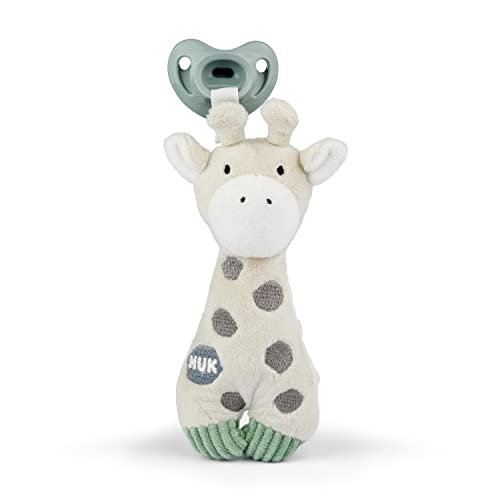 NUK Besties Pacifier Holder with Stuffed Animal and Silicone Pacifier Included