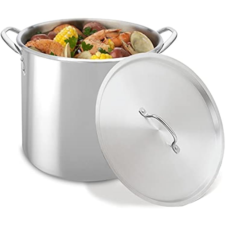 Bene Casa - Durable Stainless Steel Kettle with Lid and Handles 20 Quarts5 Gallons - Perfect Size for Extract Brewing - Dishwasher Safe
