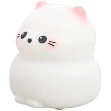 Cute Cat Night Light USB Rechargeable Silicone Nursery Light 3 Brightness Switch Tap Control for Bedroom Kids Room Cute Bedside Lamp LED Night Table Light with Cute Cat Light