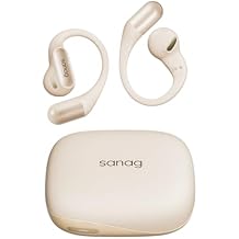 Sanag Open Ear Headphones Wireless Bluetooth 5.3 with ENC Mic, Best Lightweight Air Conduction Headphones, HiFi Stereo Sound, 26Hrs, Clear Call, IPX4 Sport Over Ear Earbuds (G6S-Beige)
