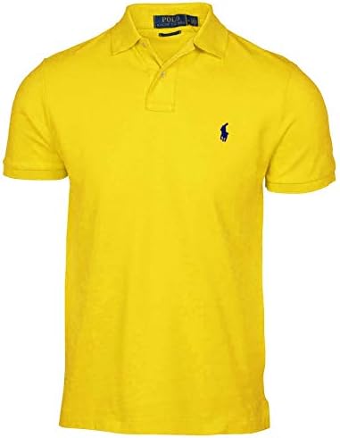 Polo RL Mens Classic Fit Mesh Pony Shirt Yellow, Large