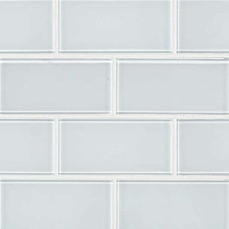 Ice White 3X6 Glass Subway Tile, 13.75 SFT, (110 Pcs)