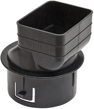K-TEC 2"x3" Downspout to 4" Round Drain Pipe Adapter 2x3x4, Black