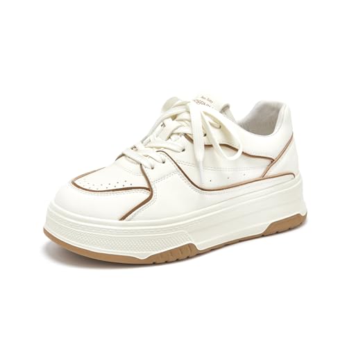 BEAU TODAY Womens Fashion Sneakers, Chunky Platform Sneakers for Women, Casual Lace Up Non-Slip Walking Shoes, Comfortable Running Shoes for Women