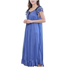 Women Ruffle House Dress Loose Short Sleeve Sexy Nightgown Solid Lace Trim Nighties Comfy Sleepshirts Sleepwear