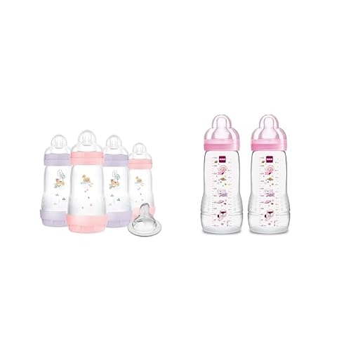 9 oz. Easy Start Matte Deco Anti-Colic Baby Bottle 4 Pack with MAM Easy Active 11oz Fast Flow Fairy Dust Baby Bottle 2 Pack