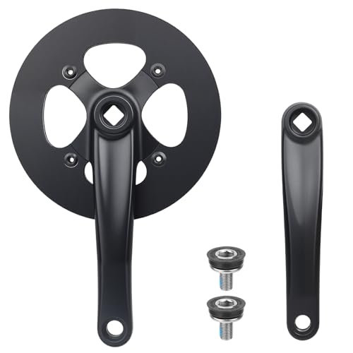 MEGHNA Bike Crankset 42 Teeth for 7-10 Speed Gears Lightweight Aluminum Alloy 175mm Crank Arm Dual Chain Guards for Mountain Bike Folding Bike E-Bike Cruiser Bike Square Taper