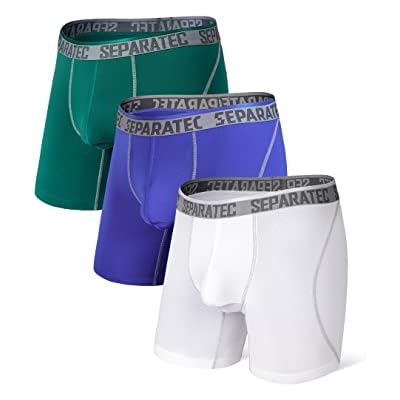 Separatec Mens Dual Pouch Underwear Active Mesh Cool Performance Long Boxer Briefs 3 Pack