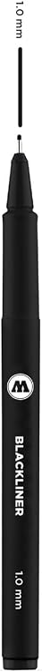 MOLOTOW Blackliner Pen, 1mm Tip, Black Permanent Ink, 1 Each (703.209)
